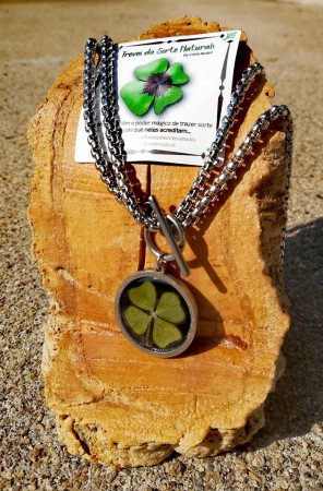 Colar Aço (2voltas) com Trevo4Folhas